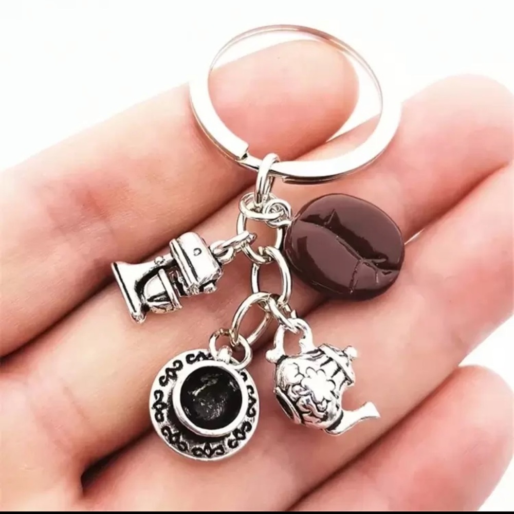Silver and Brown Charm Keychain